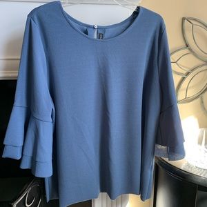 Dusty blue shirt with bell sleeve